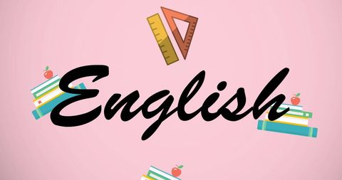 English Education Concept with School Icons on Pink Background - Download Free Stock Images Pikwizard.com