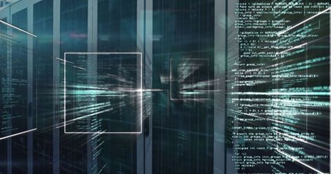 streaming code with digital wireframe in data center - Download Free Stock Images Pikwizard.com