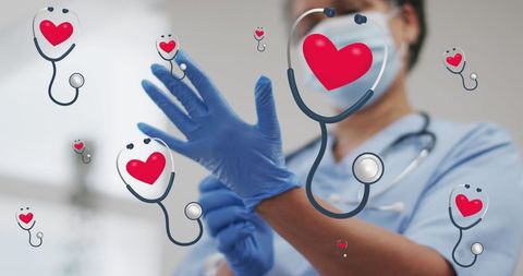 Digital Care Concept with Doctor and Heart Stethoscopes