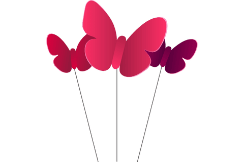 Red Butterflies on Wires Transparent Background Vector Art