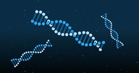 Digital DNA Strands Over Cosmos Background - Download Free Stock Images Pikwizard.com