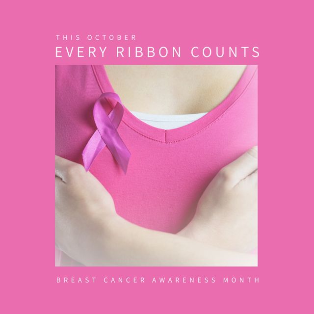 Breast Cancer Awareness Campaign with Pink Ribbon on T-Shirt - Download Free Stock Templates Pikwizard.com