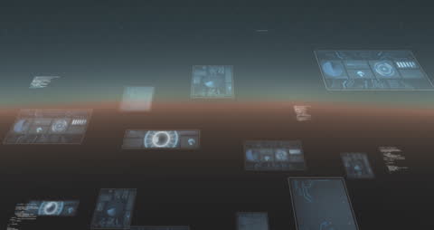Futuristic HUD Screens with Data Graphics and Code