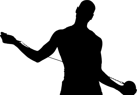 Silhouette of man in motion with transparent background