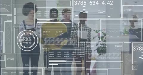 Diverse Team Collaborating with High Tech Data Overlays