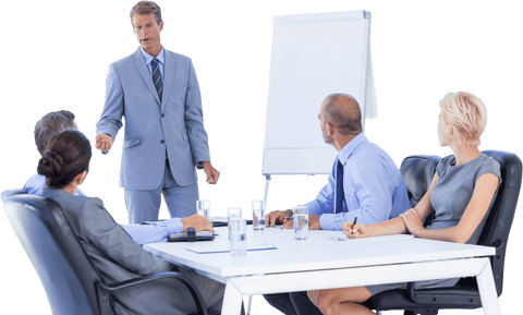 Transparent Office Meeting with Business Professionals Engaging Presentation