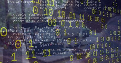 digital interface with binary code overlaying programming - Download Free Stock Images Pikwizard.com