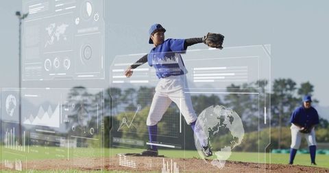 Dynamic baseball pitch with data analytics overlay