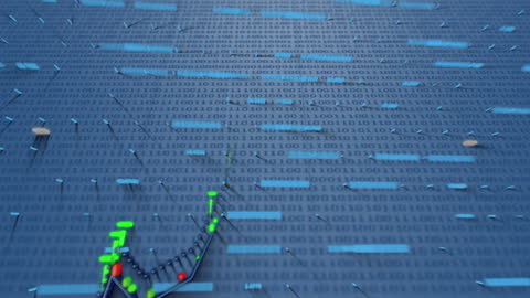Binary Code Overlay with Stock Market Indicator Line Chart