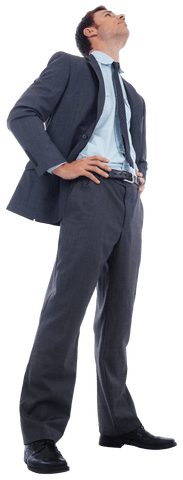 Transparent Confident Businessman Looking Upwards