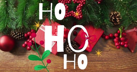 Festive Christmas Decor with Ho Ho Ho Text
