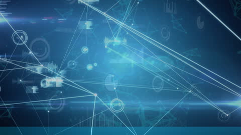 Futuristic Digital Network with Abstract Data Visualizations