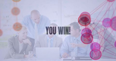 Diverse Team Celebrating Success with You Win Message - Download Free Stock Images Pikwizard.com