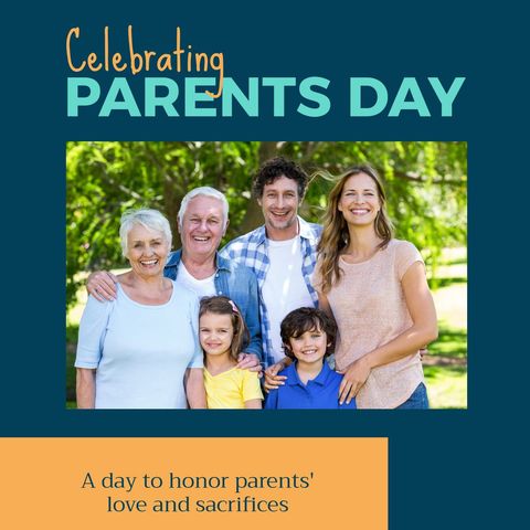 Happy family celebrating parents day outdoor park