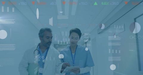 Medical Professionals Collaborating with Digital Technology in Hospital