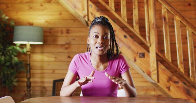 Young Woman Communicating from Rustic Environment - Download Free Stock Images Pikwizard.com