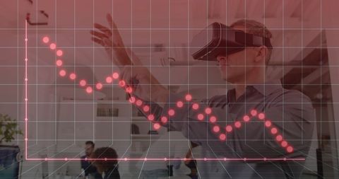 Businessman Using VR with Receding Stock Market Graph - Download Free Stock Images Pikwizard.com