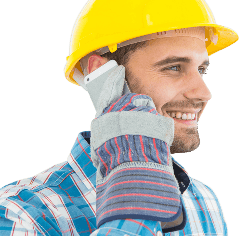 smiling male carpenter using mobile on transparent background - Download Free Stock Videos Pikwizard.com
