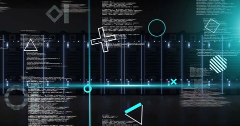 Abstract Digital Data Processing with Geometric Overlay - Download Free Stock Images Pikwizard.com