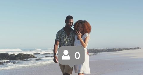 Couple Enjoying Beach Selfie Journey with Social Media Concept - Download Free Stock Images Pikwizard.com