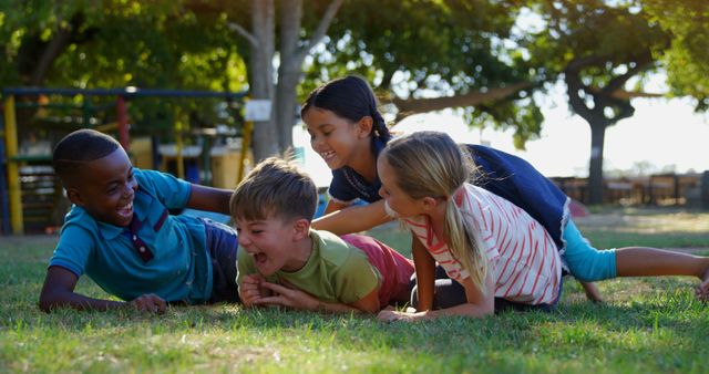 Kids Playing and Laughing Together in Park - Download Free Stock Images Pikwizard.com