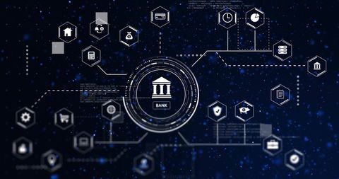 digitized banking network interface and data processing design - Download Free Stock Images Pikwizard.com