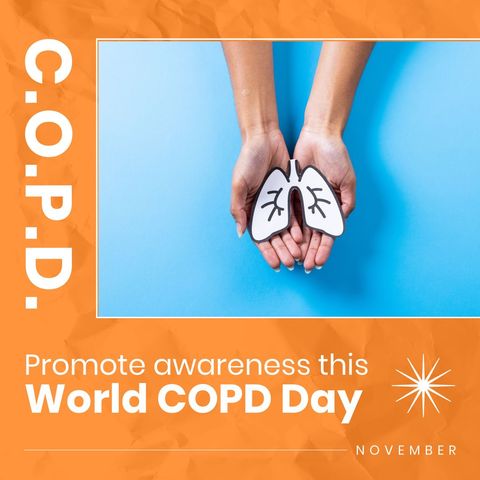 World copd day awareness concept with hands holding lungs