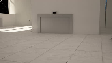 Minimalist Room with Festive Snowfall View