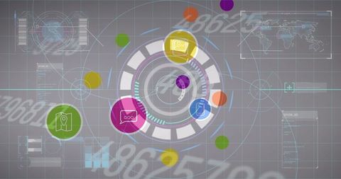 Futuristic digital interface for data processing and global connectivity