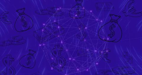 Global Business Network with Financial Icons on Blue - Download Free Stock Images Pikwizard.com