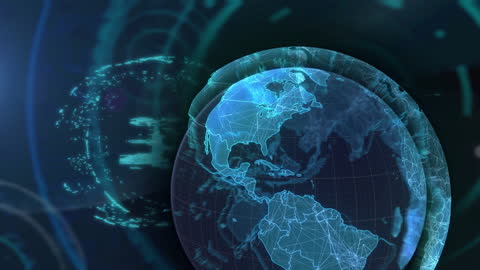 Futuristic Globe with Network Connections on Green Background