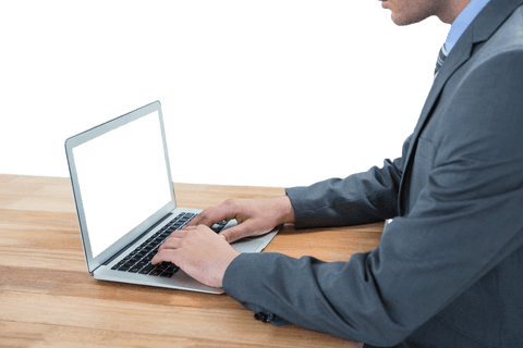 Transparent Background Businessman Typing on Laptop at Desk - Download Free Stock Videos Pikwizard.com