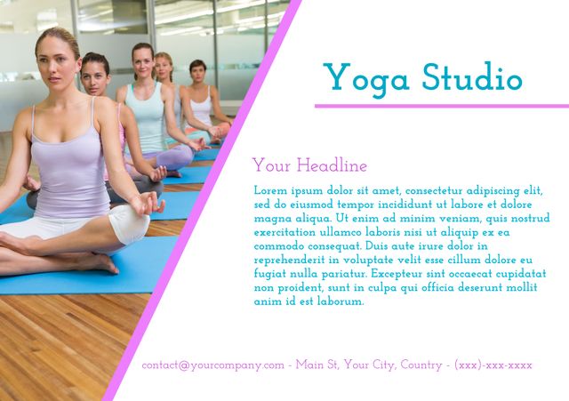 happy group of people of three women practicing yoga in the studio. groups  of meditation and stretching a yoga class. the concept of group meditation  and teamwork. women's health Stock Photo