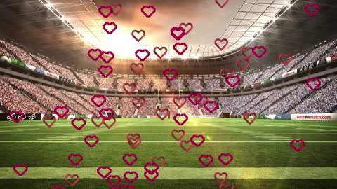 Heart Symbols Animating over Grand Stadium Atmosphere