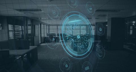 Cyber Security Technology with Virtual Icons in Office Environment - Download Free Stock Images Pikwizard.com