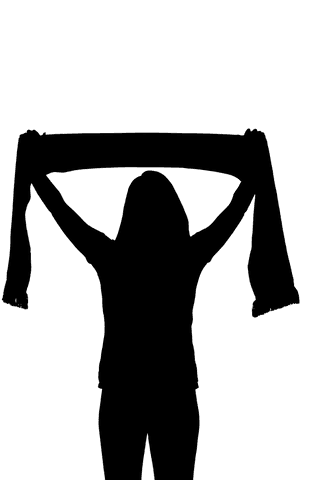 Female sports fan holding scarf transparent graphic