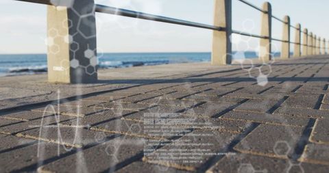 Digital Interface Overlay on Promenade