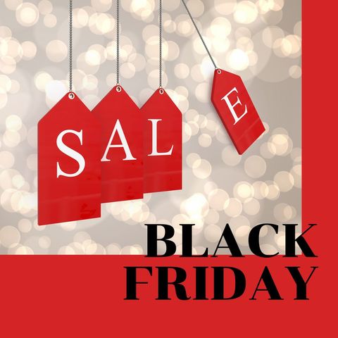 black friday sale concept with hanging tags and lights - Download Free Stock Templates Pikwizard.com