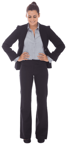 Transparent Confident Smiling Businesswoman in Professional Attire