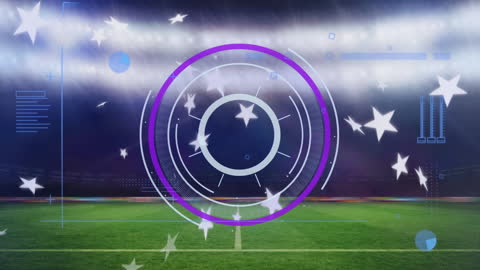 Digital Interface with Stadium Animation Background
