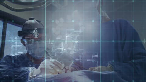 Futuristic Surgery Room with Digital Data Overlay
