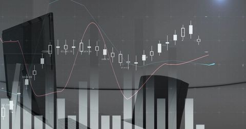 Abstract Financial Growth Overlaid on Modern Office - Download Free Stock Images Pikwizard.com