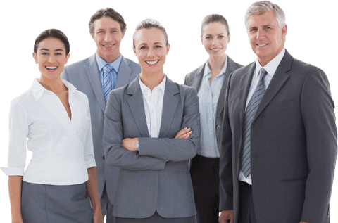 Diverse Business Team Smiling on Transparent Background
