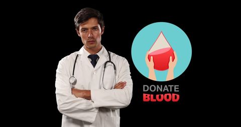 Doctor supporting blood donation cause