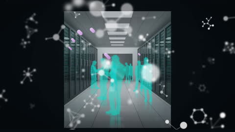 Futuristic Data Processing in Tech-Inspired Server Room