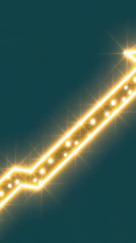 Pulsing Golden Zigzag Arrow Moving Upward on Teal Background | Vertical Motion Loop