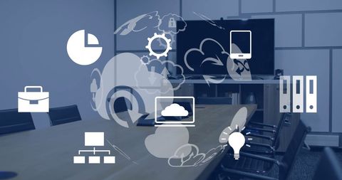 Innovative Office Technology with Global Data Icons - Download Free Stock Images Pikwizard.com
