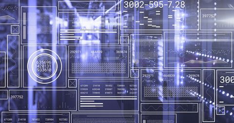 Futuristic Digital Interface Overlaying a Server Room - Download Free Stock Images Pikwizard.com