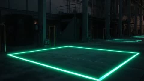 Neon Glow in Dark Warehouse Setting