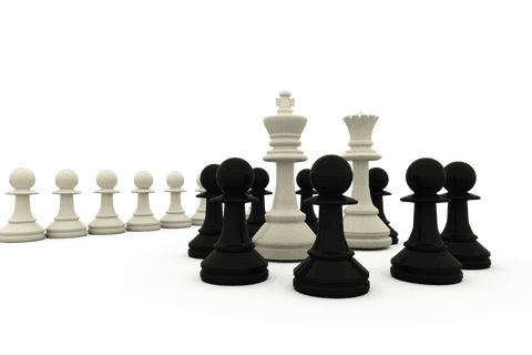 transparent chess pieces with white king surrounded by black pawns - Download Free Stock Videos Pikwizard.com